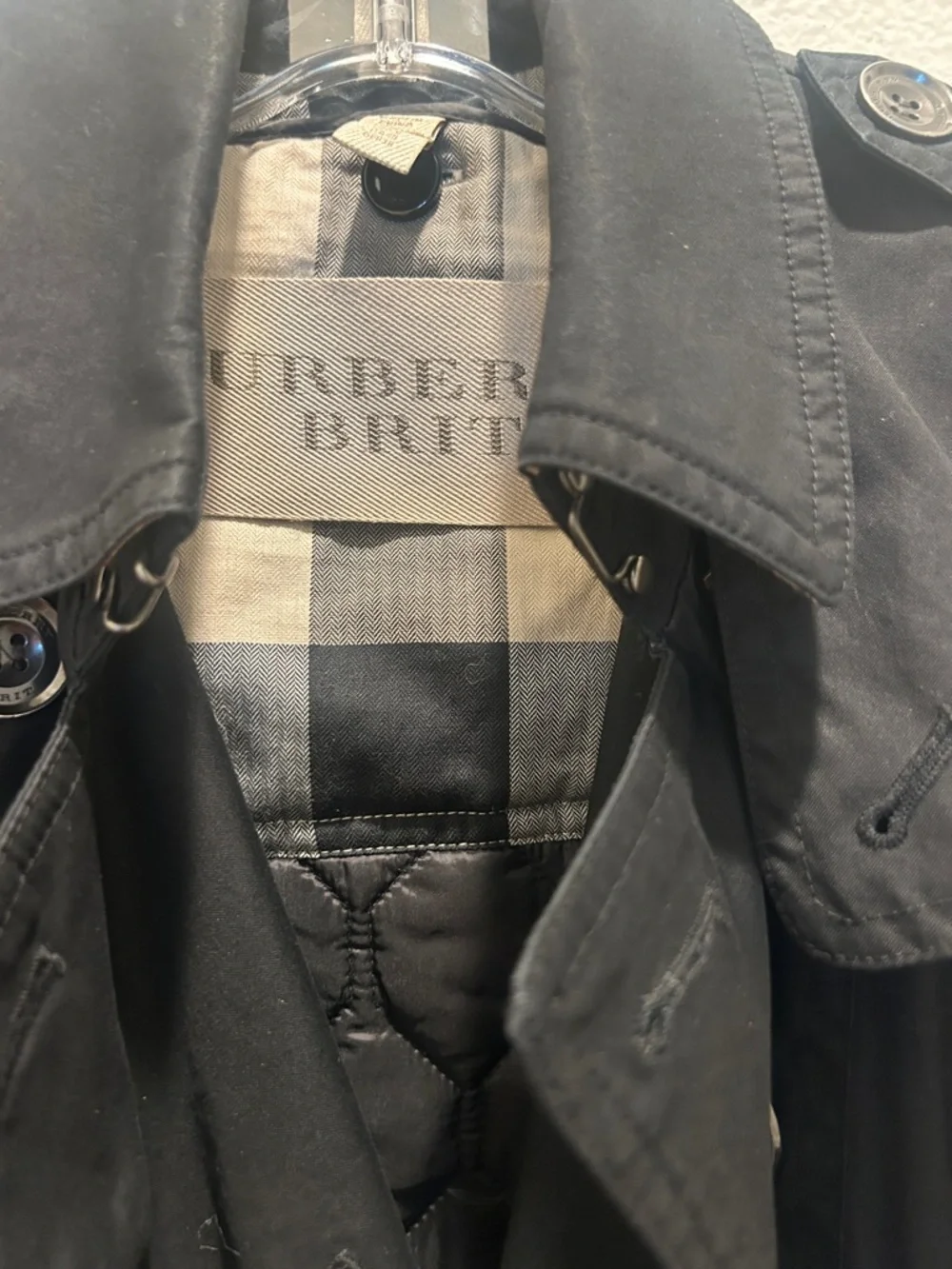 Burberry Black Trench Coat with Signature Check Lining USA size 6 - Picture 2 of 10